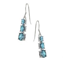 4.8 ctgw Blue Topaz 3 Stone Drop Earrings 202//202